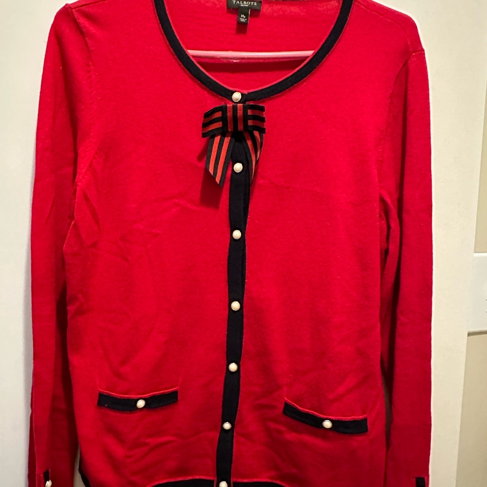 Talbots Red Cardigan Sweater